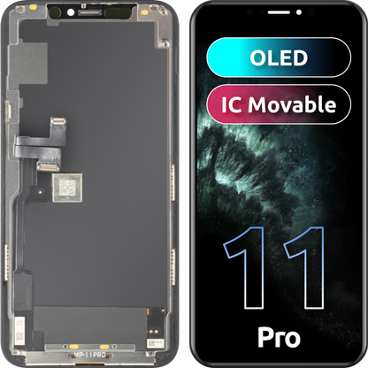 Дисплей с тъчскрийн MP съвместим с Apple iPhone 11 Pro, с рамка, версия OLED FHD IC Movable, черен
