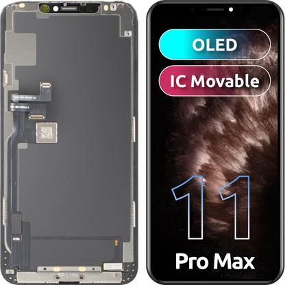 Дисплей с тъчскрийн MP съвместим с Apple iPhone 11 Pro Max, с рамка, версия OLED FHD IC Movable, черен