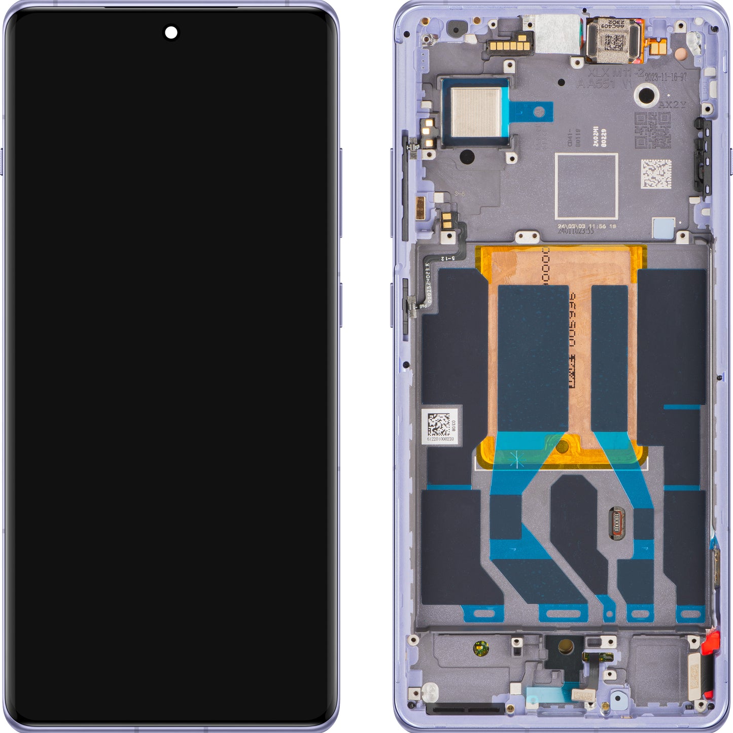 Дисплей с тъчскрийн OnePlus 12R, с рамка, Лилав (Electric Violet), Сервизен пакет 621029000159
