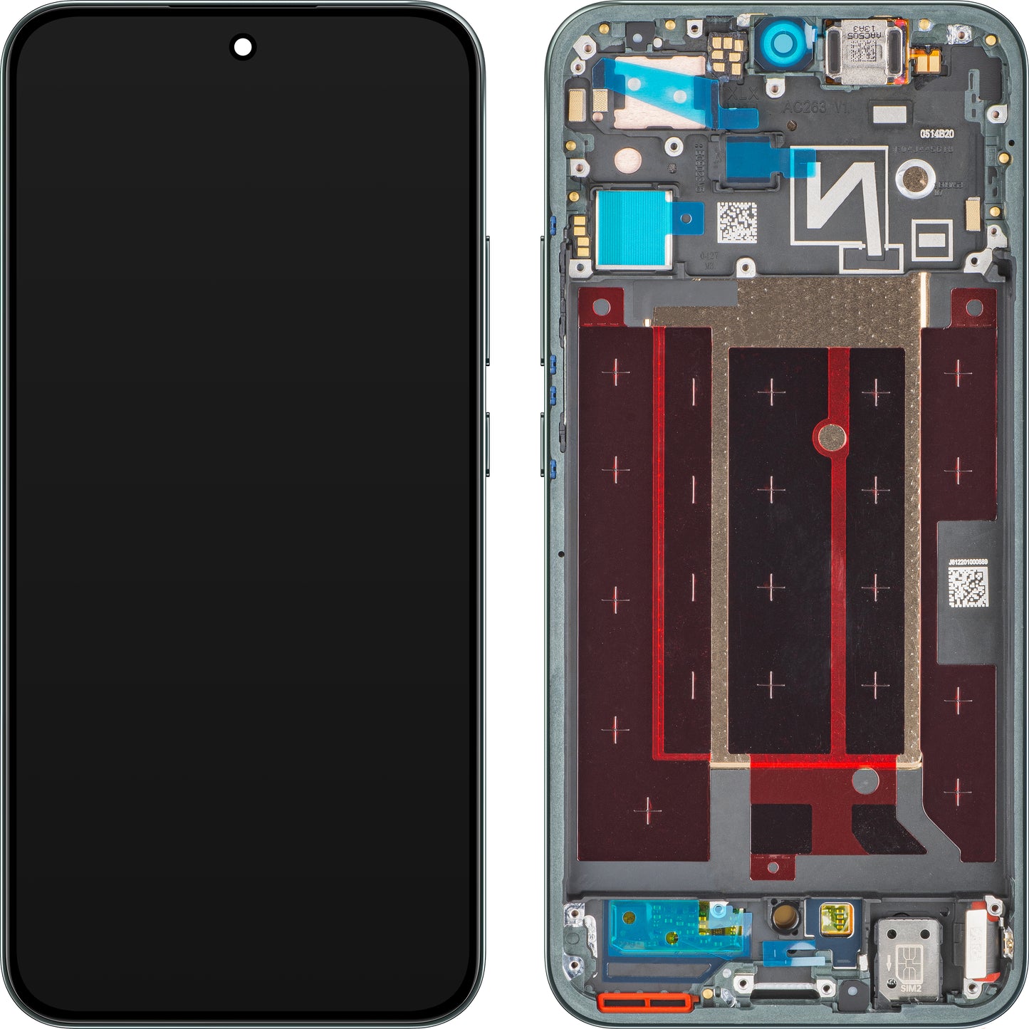 Oppo Reno14 Display with Touchscreen, with Frame, Green (Forest Green), Service Pack 621029000602