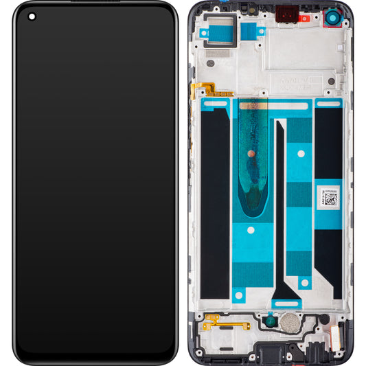 Дисплей с тъчскрийн Realme 8, с рамка, черен, Swap 4906919