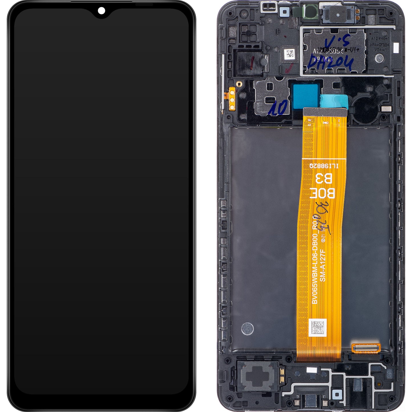 Дисплей с тъчскрийн Samsung Galaxy A12 Nacho A127, с рамка, черен, ресилиран GH82-26486A