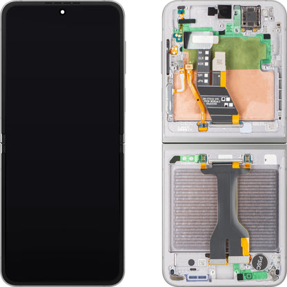 Дисплей с тъчскрийн Samsung Galaxy Z Flip6 F741, с рамка, подложка, сребрист (Silver Shadow), комплект за сервиз GH82-35013A