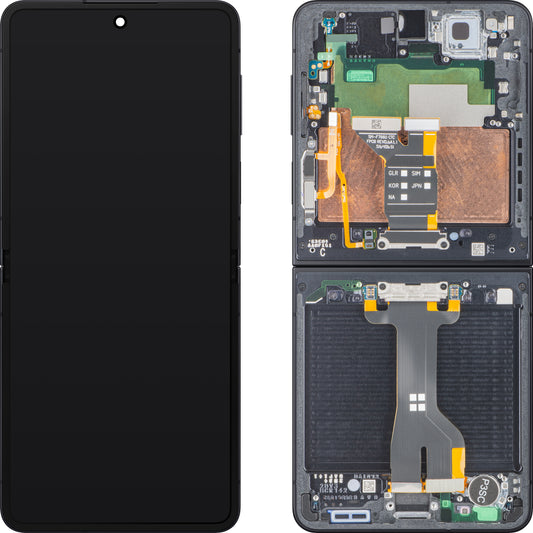 Дисплей с тъчскрийн Samsung Galaxy Z Flip7 F766, с рамка, под вътрешен, черен (Jet Black), сервизен пакет GH82-37581C