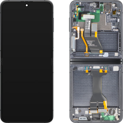 Дисплей с тъчскрийн Samsung Galaxy Z Flip5 F731, с рамка, подложка, сив (графит), сервизен пакет GH82-31827A