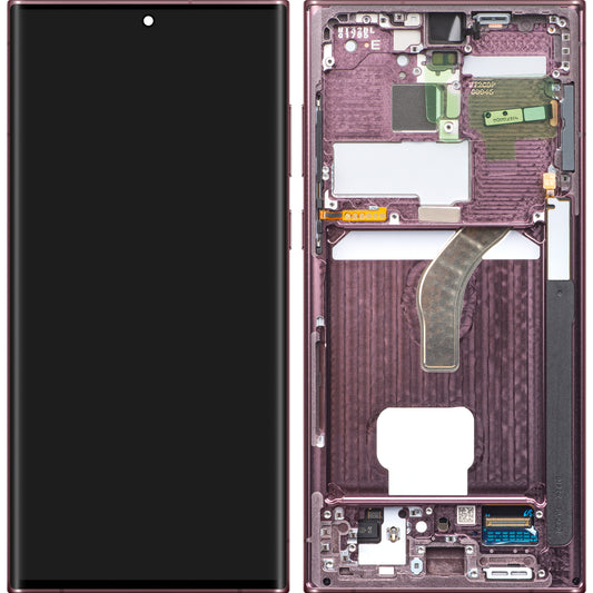 Дисплей с тъчскрийн Samsung Galaxy S22 Ultra 5G S908, с рамка, бордо, Swap GH82-27488B