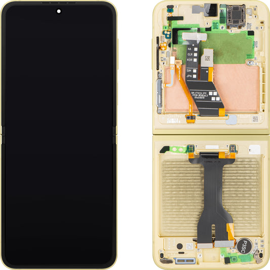 Дисплей с тъчскрийн Samsung Galaxy Z Flip6 F741, с рамка, под вътрешен, жълт, сервизен пакет GH82-35014B