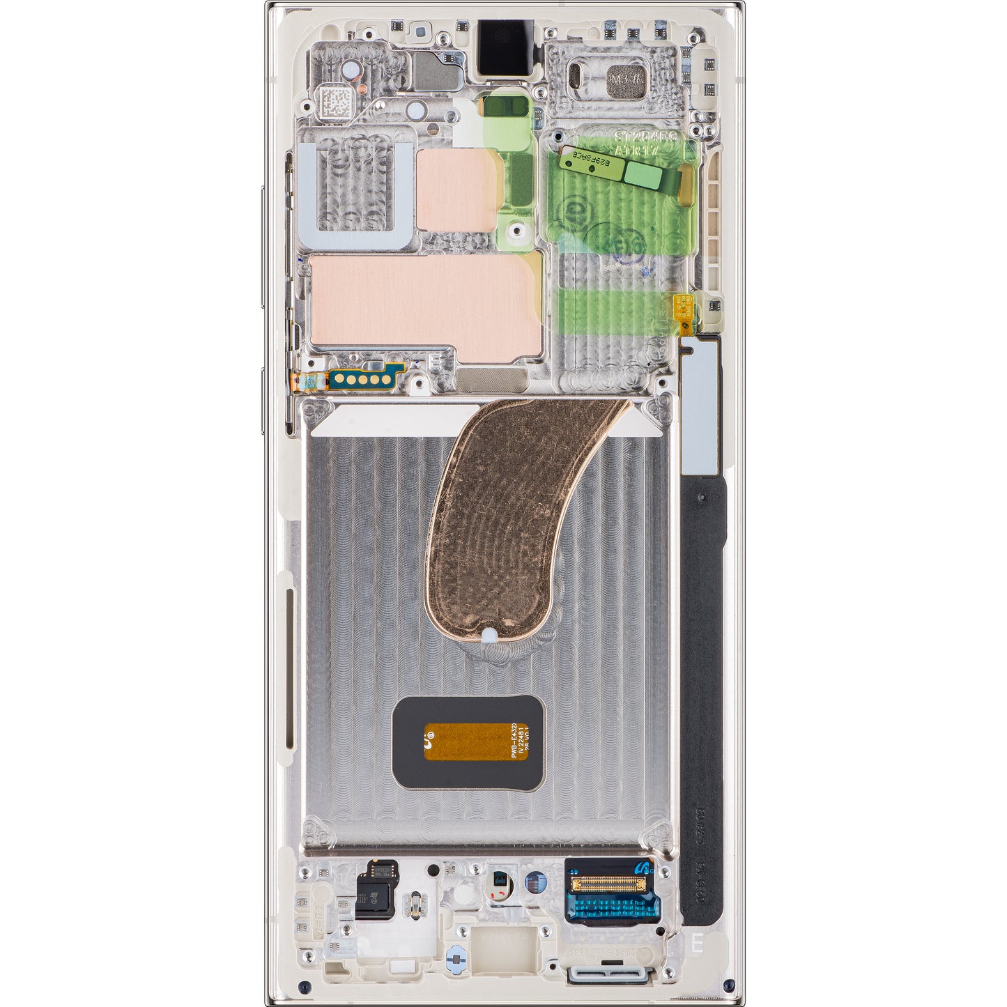 Сензорен дисплей Samsung Galaxy S23 Ultra S918, с рамка, бял (крем), сервизен пакет GH82-30466B