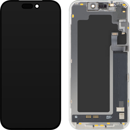 Дисплей с тъчскрийн и сензор за близост и светлина MP, съвместим с Apple iPhone 17 Pro, с рамка, софтуерна версия OLED FHD 120Hz диагностичен, черен