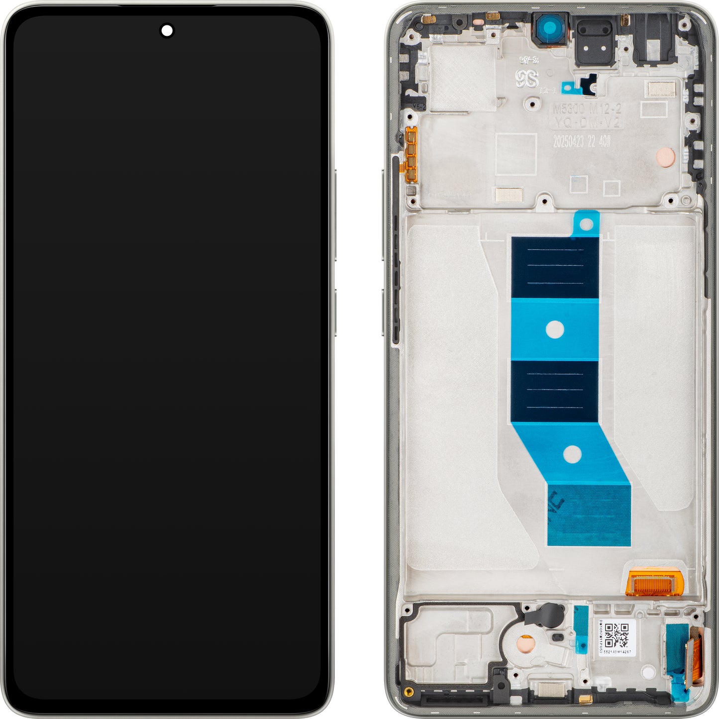 Дисплей с тъчскрийн Xiaomi Poco M7 Pro 5G, с рамка, Сив (Lunar Dust), Service Pack 5600070O17P00