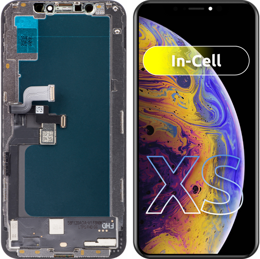 ZY Сензорен дисплей за Apple iPhone XS, с рамка, версия In-Cell LCD, черен 