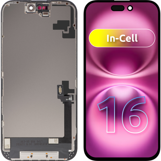 Дисплей с тъчскрийн ZY за Apple iPhone 16, с рамка, LCD In-Cell версия, черен