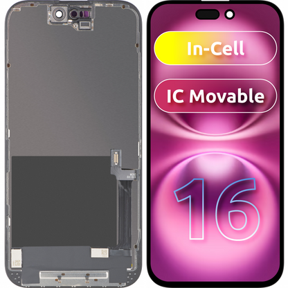 Дисплей с тъчскрийн ZY за Apple iPhone 16, с рамка, версия LCD In-Cell IC Movable, черен