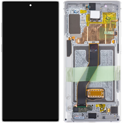 Сензорен дисплей Samsung Galaxy Note 10+ 5G N976 / Note 10+ N975, с рамка, бял, сервизен пакет GH82-20838B