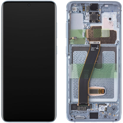Дисплей с тъчскрийн Samsung Galaxy S20 5G G981 / S20 G980, С рамка, Син, Service Pack GH82-22131D
