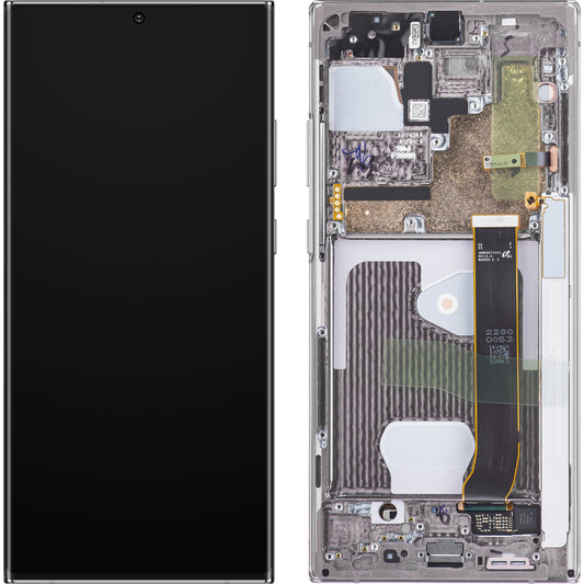 Дисплей с тъчскрийн за Samsung Galaxy Note 20 Ultra 5G N986 / Note 20 Ultra N985, с рамка, бял, Service Pack GH82-23596C