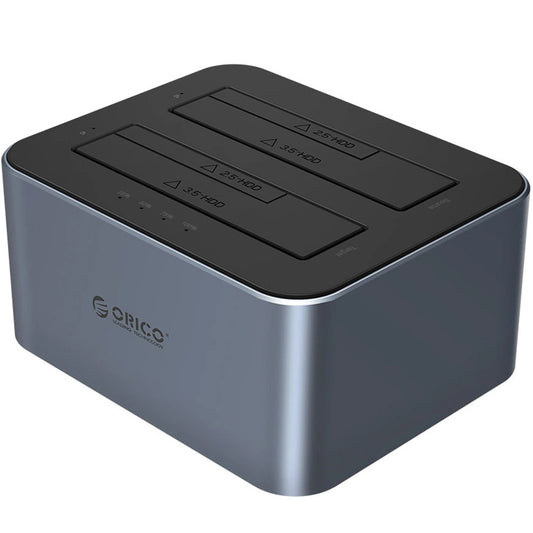 Докинг станция Orico 6626C3-C-V1 2-Drive за HDD / SSD SATA 2.5 инча / 3.5 инча, Сива