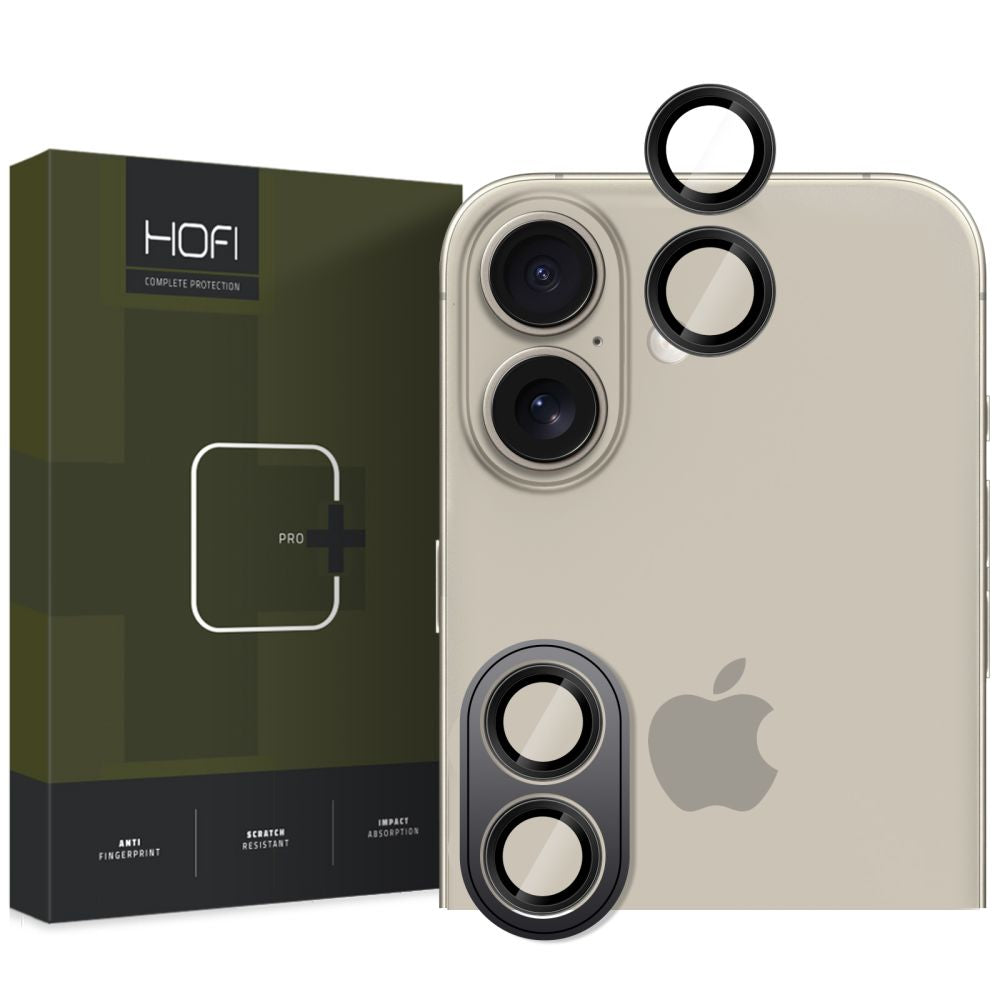 Защитно фолио за задна камера HOFI CamRing PRO+ за Apple iPhone 16 Plus / 16, със стъклена защита, черно 