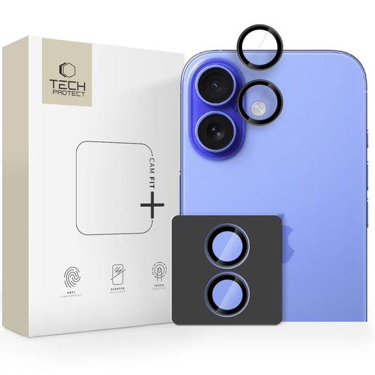 Защитно фолио за задна камера Tech-Protect CamRing Fit+ за Apple iPhone 17, Закалено стъкло, Черно
