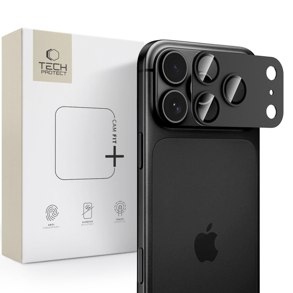 Протектор за задна камера Tech-Protect CamFull Fit+ за Apple iPhone 18 Pro, закалено стъкло, черен