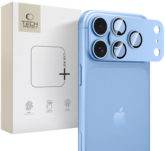 Протектор за задната камера Tech-Protect CamFull Fit+ за Apple iPhone 18 Pro Max, закалено стъкло, светлосиньо
