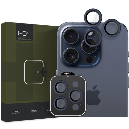 Защитно фолио за задна камера HOFI CamRing PRO+ за Apple iPhone 15 Pro Max / 15 Pro, със стъклена защита, тъмносиньо 