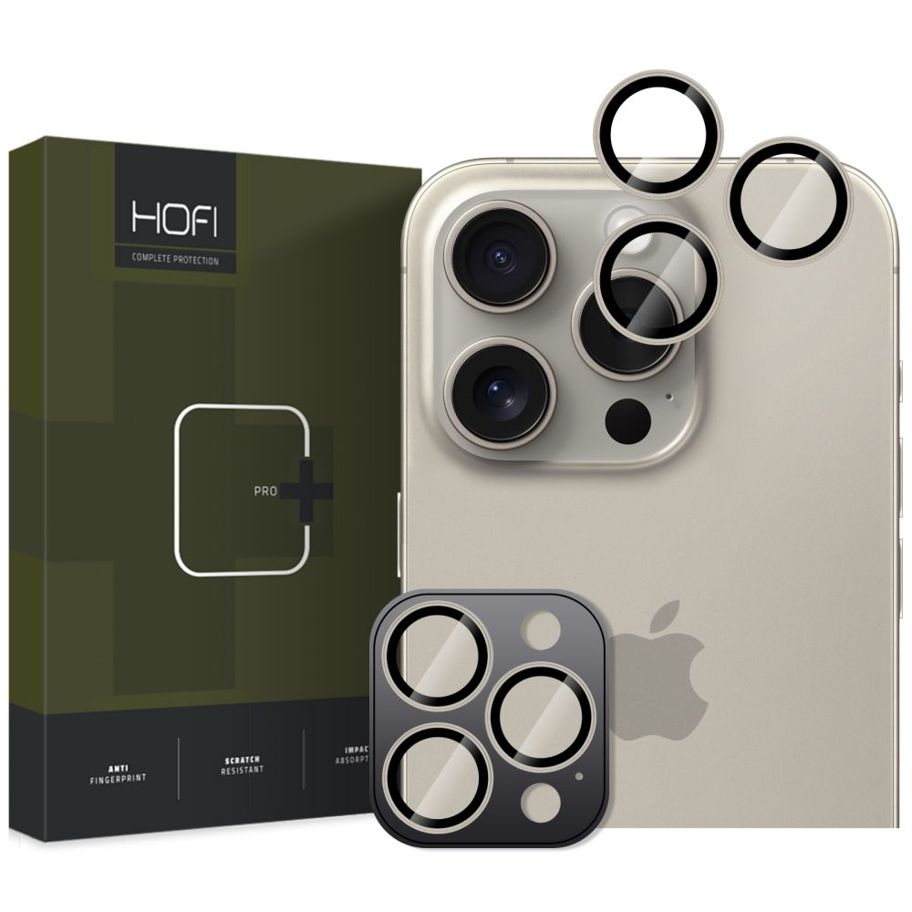 Защитно фолио за гръб на камерата HOFI CamRing PRO+ за Apple iPhone 16 Pro Max / 16 Pro, със стъклена защита, сиво 