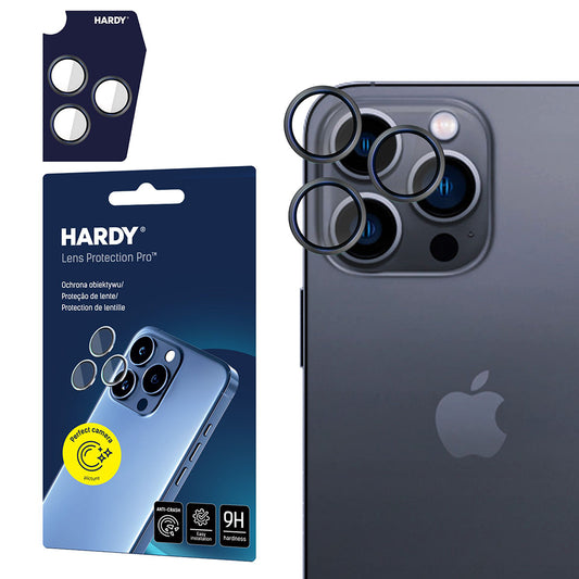Протектор за задна камера 3MK Hardy Protection Pro за Apple iPhone 16 Pro Max / 16 Pro, закалено стъкло, черен