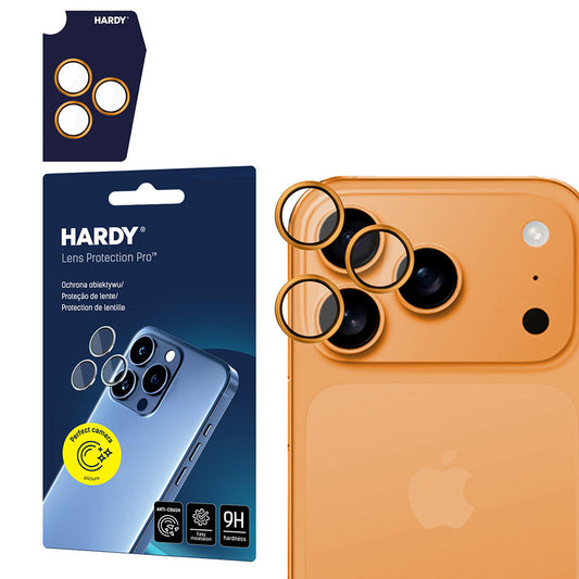 Защитно фолио за задна камера 3MK Hardy Protection Pro за Apple iPhone 17 Pro Max / 17 Pro, закалено стъкло, оранжево.