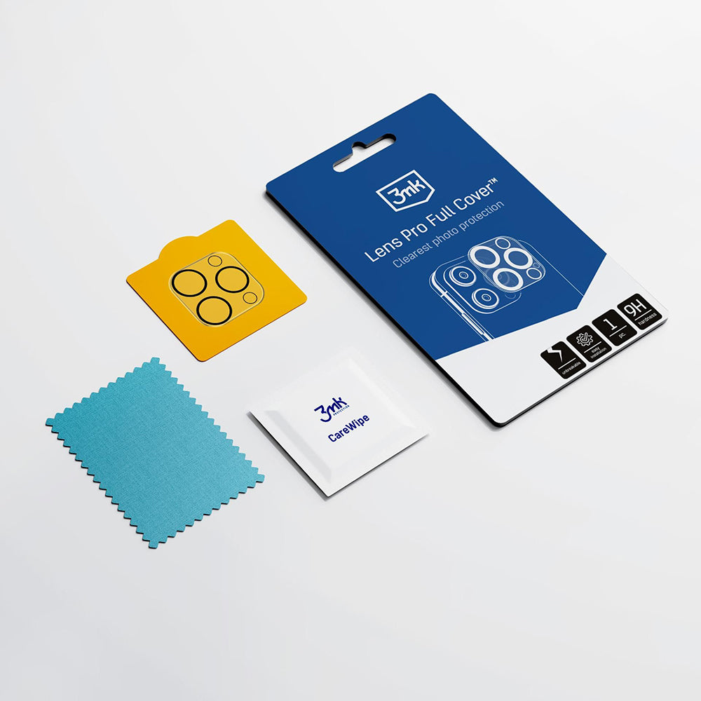 Защитно фолио за задна камера 3MK Pro Full Cover за Apple iPhone 17 Pro, закалено стъкло, черно.