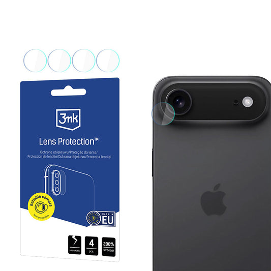 Защитно фолио за задна камера 3MK Protection за Apple iPhone 17 Air, Закалено стъкло, Комплект 4 броя, Прозрачно