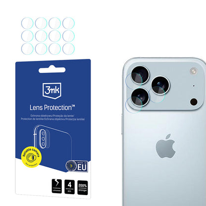 Защитно фолио за задна камера 3MK Protection за Apple iPhone 17 Pro, Закалено стъкло, Комплект от 4 броя, Прозрачно