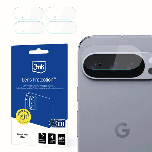Протектор за задна камера 3MK Protection за Google Pixel 10 Pro, гъвкаво стъкло, комплект от 4 броя, прозрачен