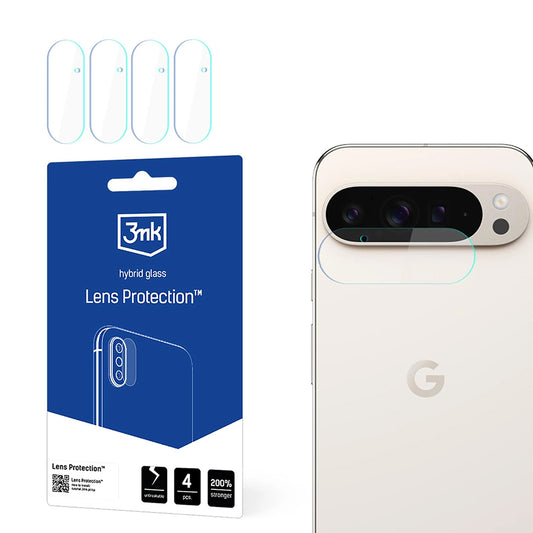 Протектор за задна камера 3MK Protection за Google Pixel 9 Pro XL, гъвкаво стъкло, комплект от 4 броя, прозрачен