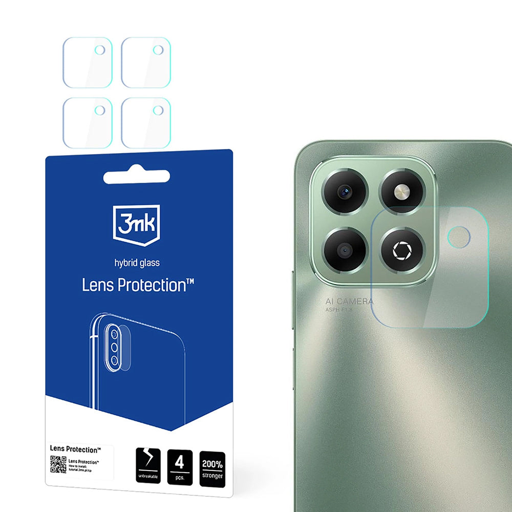 3MK Protection Rear Camera Protective Film for Honor X6b, Flexible Glass, Set of 4 Pieces, Transparent