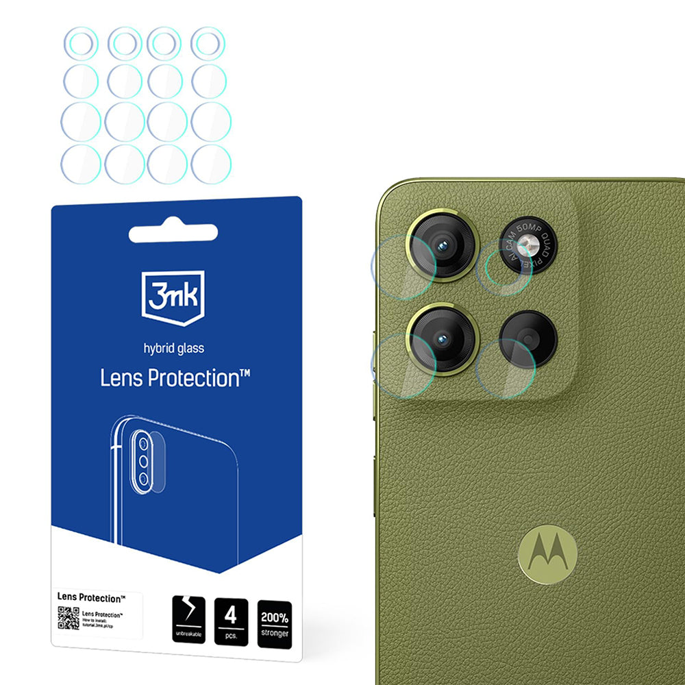 Протектор за задна камера 3MK Protection за Motorola Moto G15 / G15 Power, гъвкаво стъкло, комплект от 4 броя, прозрачен