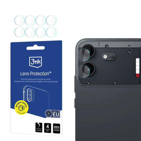 Протектор за задна камера 3MK Protection за Nothing Phone (4b), закалено стъкло, комплект от 4 броя, прозрачен