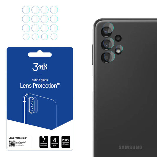 Протектор за задна камера 3MK Protection за Samsung Galaxy A13 A135, гъвкаво стъкло, комплект от 4 броя, прозрачен