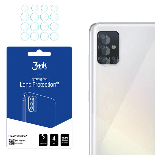 Протектор за задна камера 3MK Protection за Samsung Galaxy A52s 5G A528 / A52 5G A526, гъвкаво стъкло, комплект от 4 броя, прозрачен