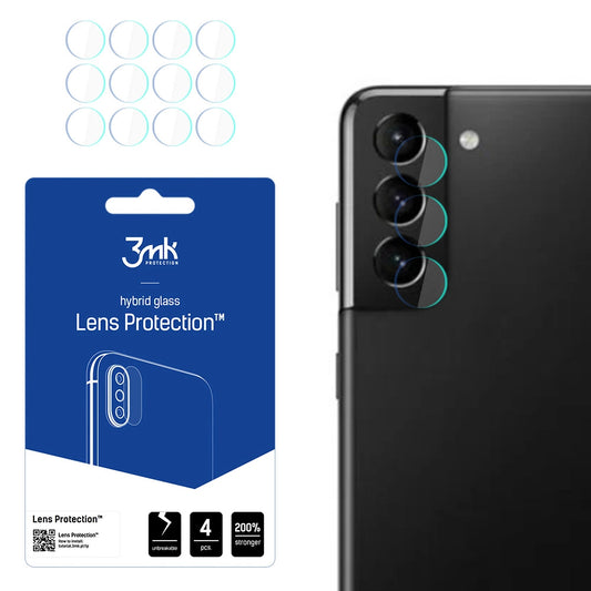 Протектор за задна камера 3MK Protection за Samsung Galaxy S21 5G G991, гъвкаво стъкло, комплект от 4 броя, прозрачен