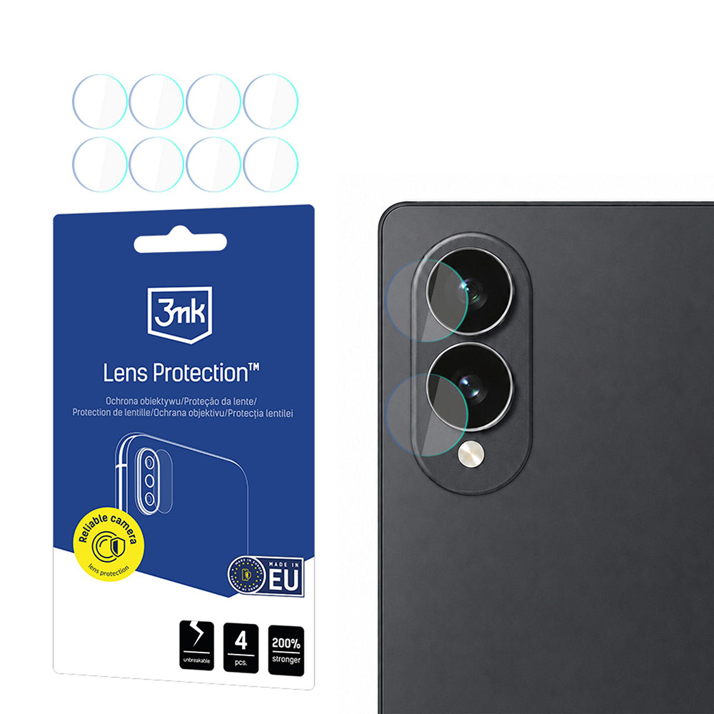 Протектор за задна камера 3MK Protection за Samsung Galaxy Z Fold8 F976, закалено стъкло, комплект от 4 броя, прозрачен