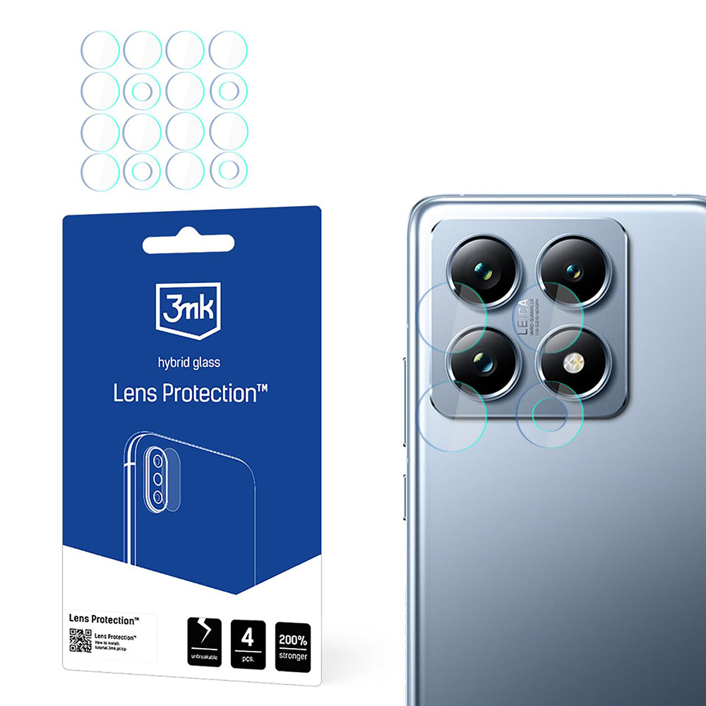 Протектор за задна камера 3MK Protection за Xiaomi 14T Pro / 14T, гъвкаво стъкло, комплект от 4 броя, прозрачен