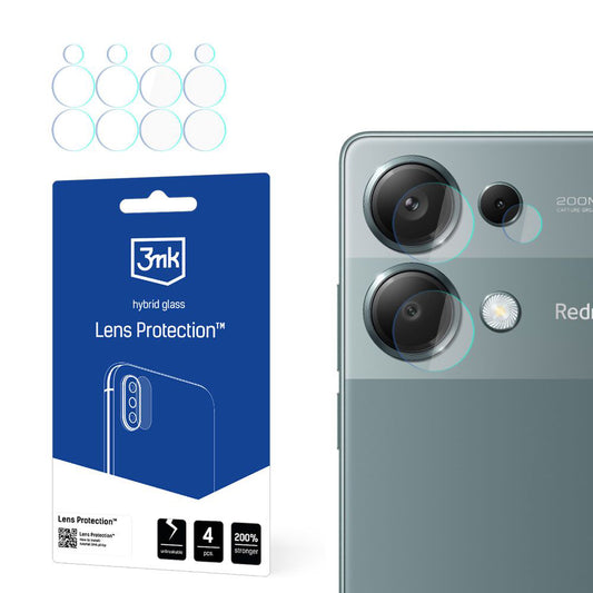 Протектор за задна камера 3MK Protection за Xiaomi Redmi Note 13 Pro 4G, гъвкаво стъкло, комплект от 4 броя, прозрачен