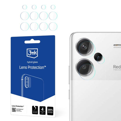 Протектор за задна камера 3MK Protection за Xiaomi Redmi Note 13 Pro+, гъвкаво стъкло, комплект от 4 броя, прозрачен