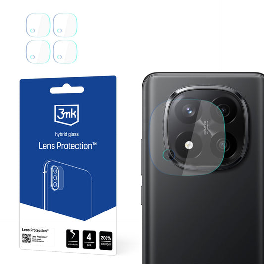 Защитно фолио за задна камера 3MK Protection за Xiaomi Redmi Note 14 Pro+ 5G, гъвкаво стъкло, комплект от 4 броя, прозрачно
