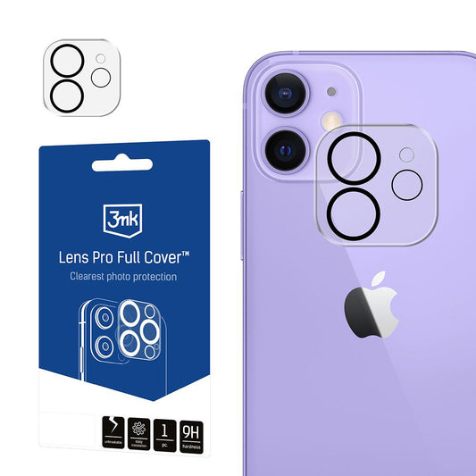 Протектор за задна камера 3MK Protection Pro за Apple iPhone 12, закалено стъкло, черен