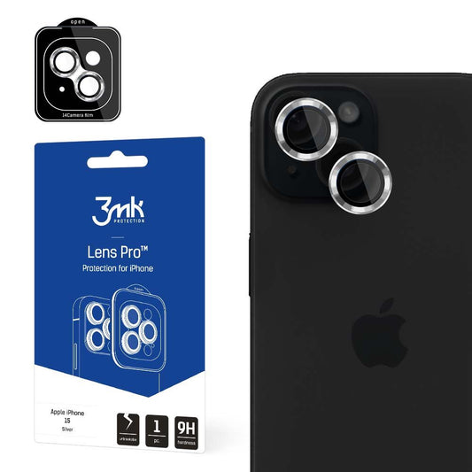 Протектор за задна камера 3MK Protection Pro за Apple iPhone 15, закалено стъкло, сребрист