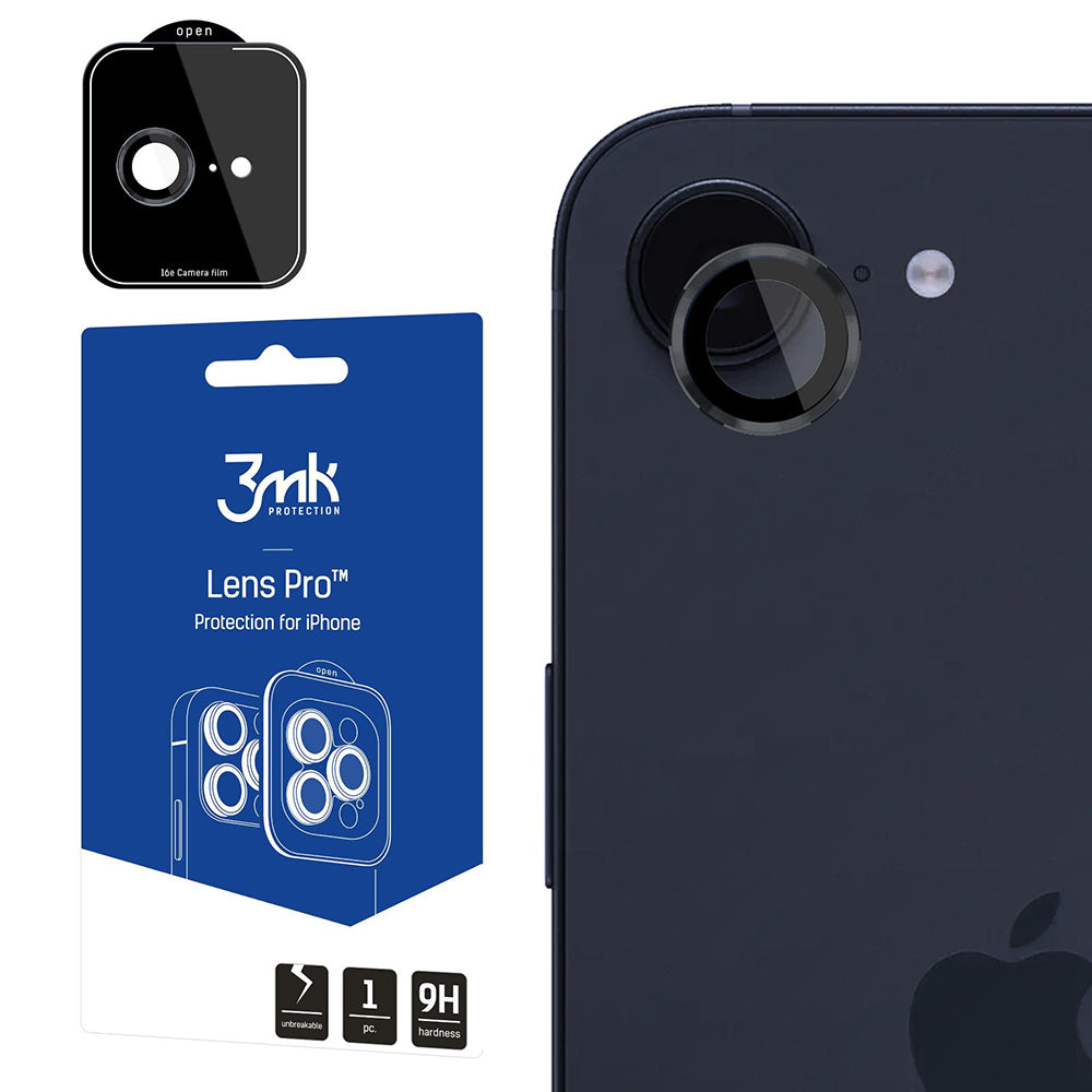 Протектор за задна камера 3MK Protection Pro за Apple iPhone 17e / 16e, закалено стъкло, прозрачен