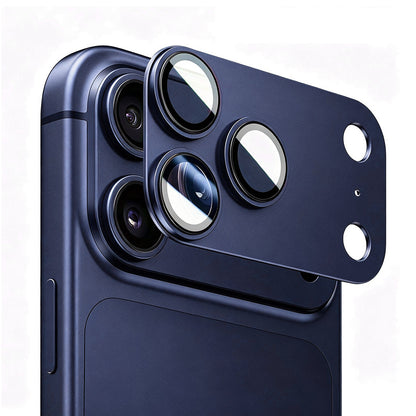 Blueo Integrated Metal Rear Camera Protector for Apple iPhone 17 Pro, Tempered Glass, Dark Blue