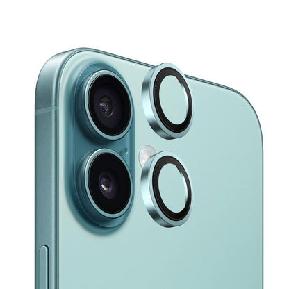 Blueo Metal Frame Rear Camera Protective Film for Apple iPhone 16 Plus / 16, Tempered Glass, Green
